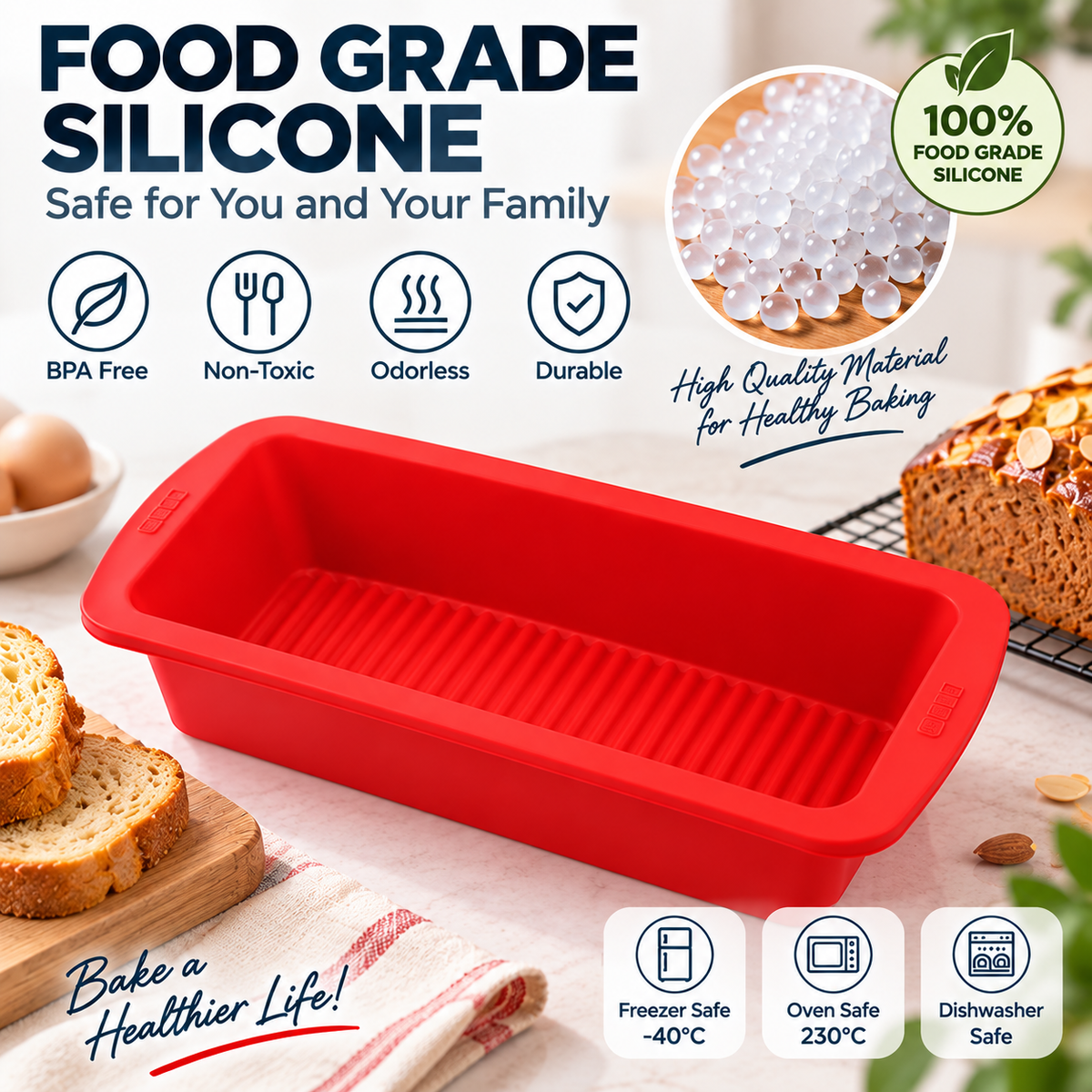 Non-Stick Silicone Loaf Pan