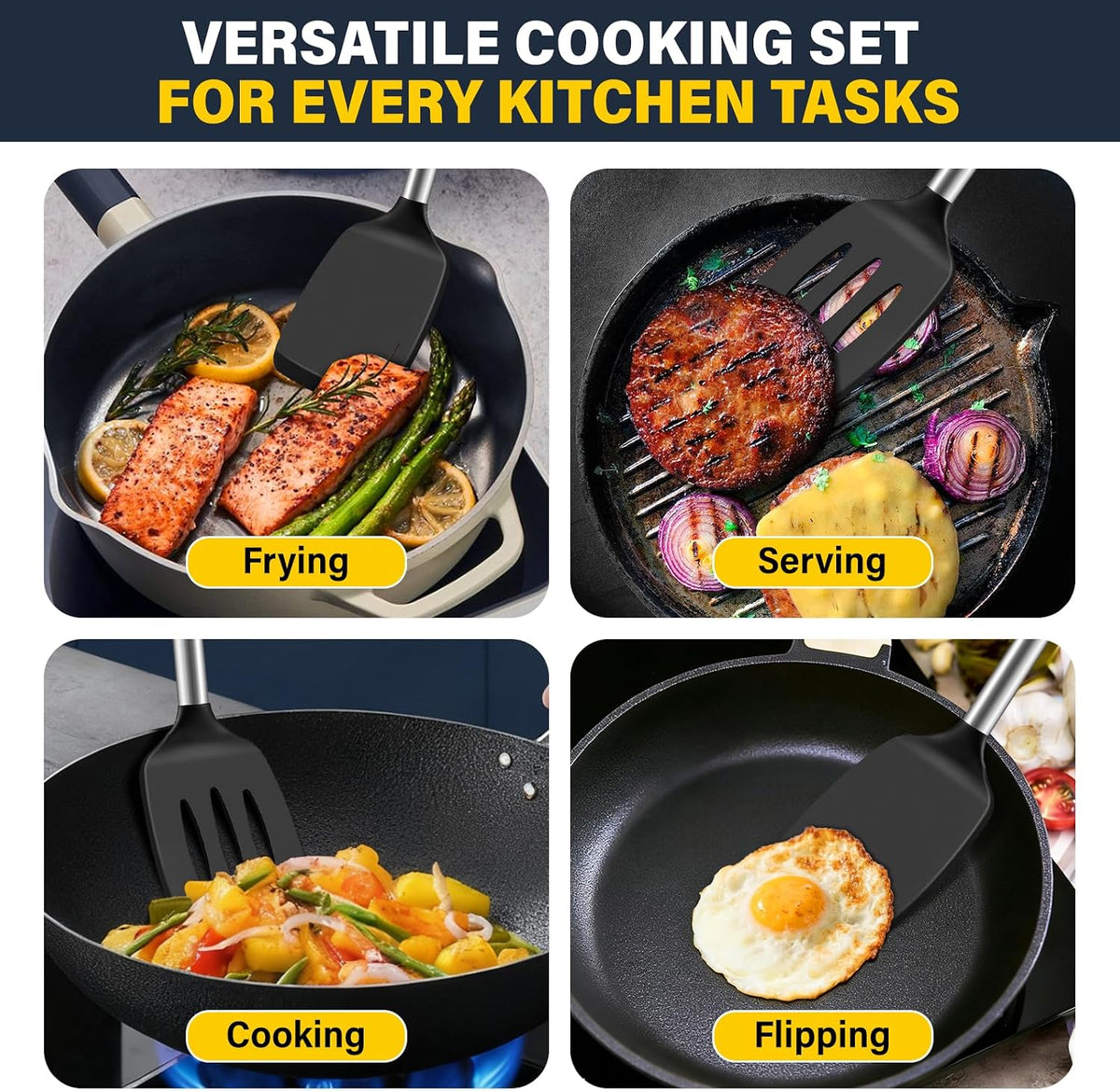Silicone Spatula Set, Solid and Slotted (2-Pack)