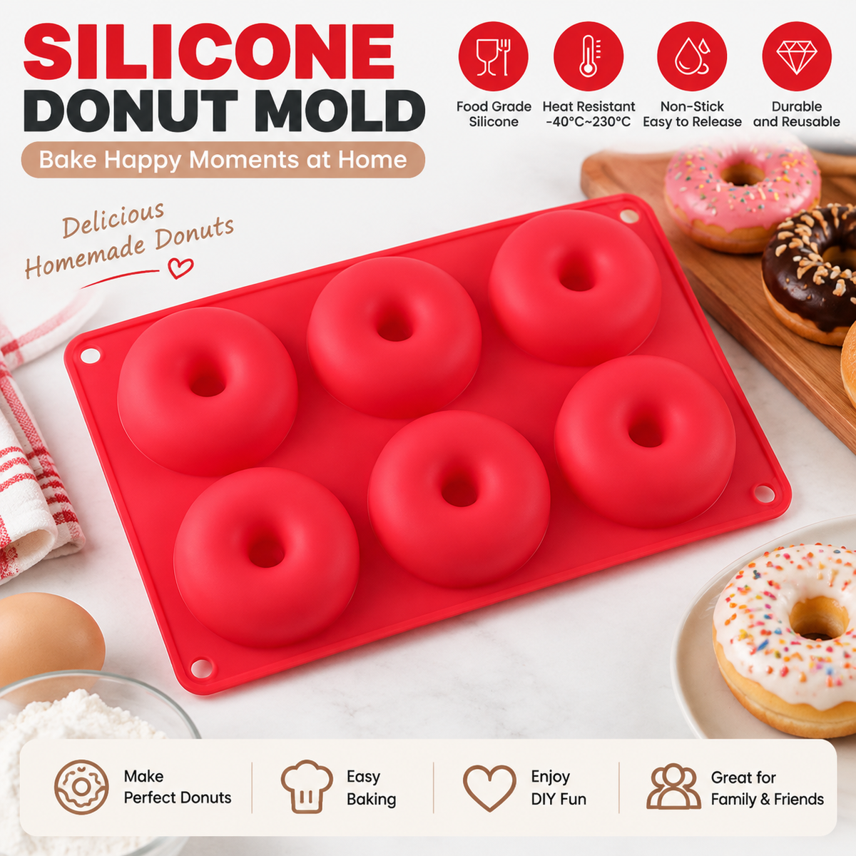 6-Cavity Silicone Donut Mould