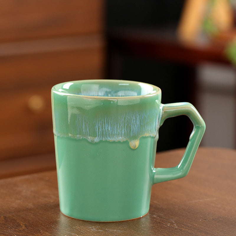 Flowing-Glaze Ceramic Mug, 300ml - Green / 300ml