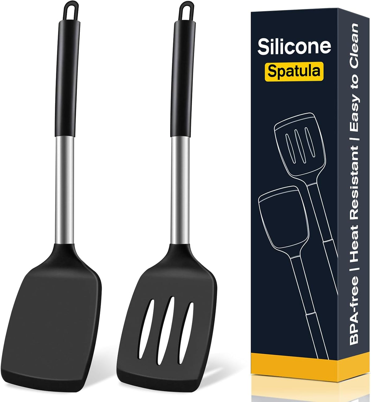 Silicone Spatula Set, Solid and Slotted (2-Pack)
