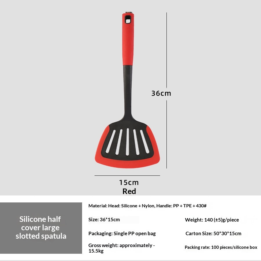 Silicone-Wrapped Nylon Kitchen Utensil - Red / Large Slotted Spoon