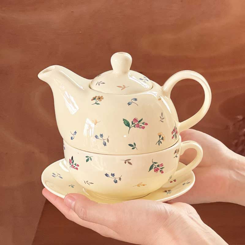 Floral Ceramic Cup and Saucer Set