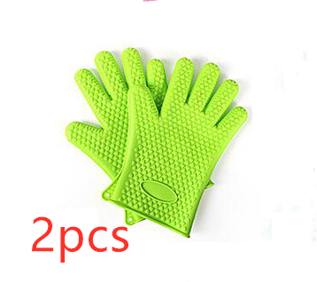 Silicone Heat-Resistant Oven Mitt - Green / 2pcs