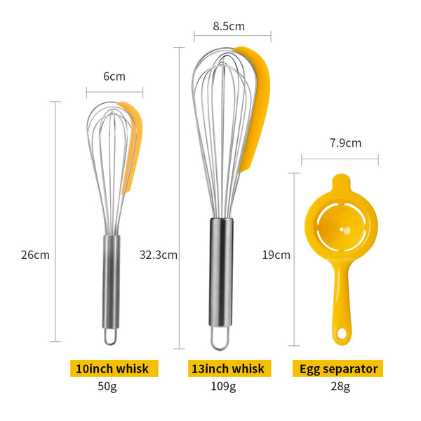 3-Piece Stainless Steel Balloon Whisk Set