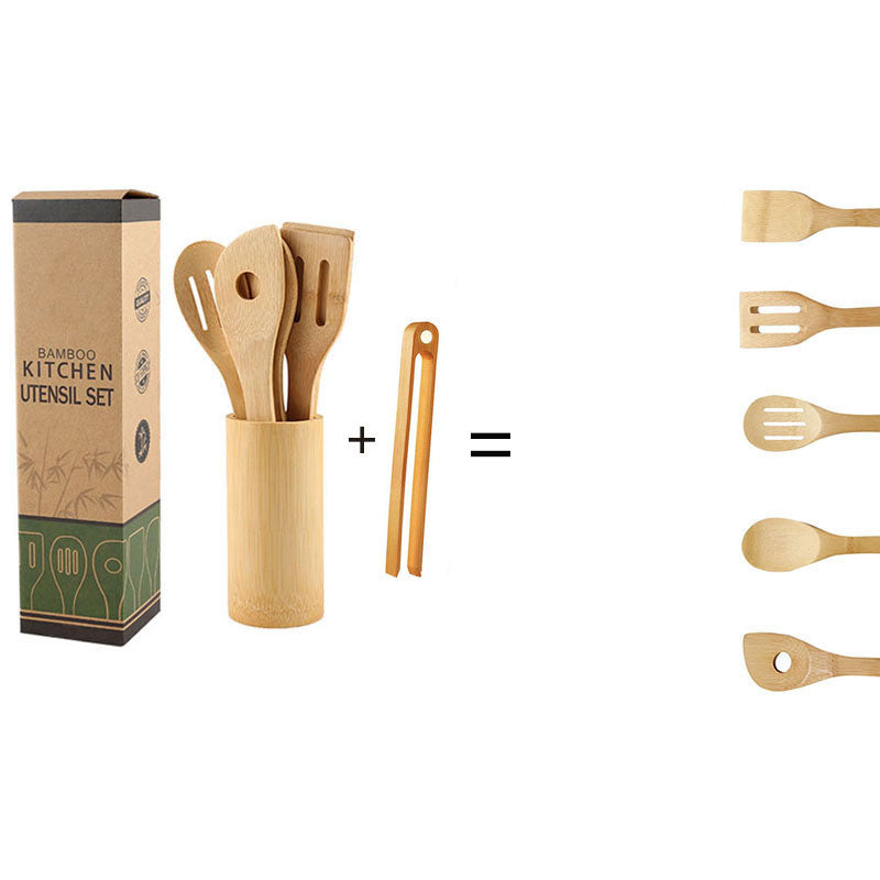 Bamboo Utensil Set with Holder - 5 Style