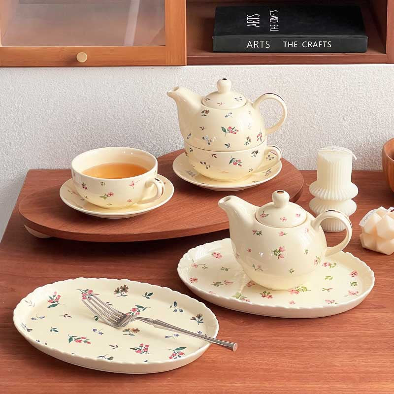 Floral Ceramic Cup and Saucer Set