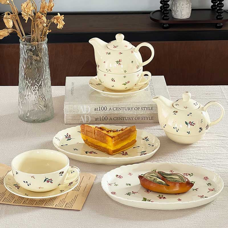 Floral Ceramic Cup and Saucer Set