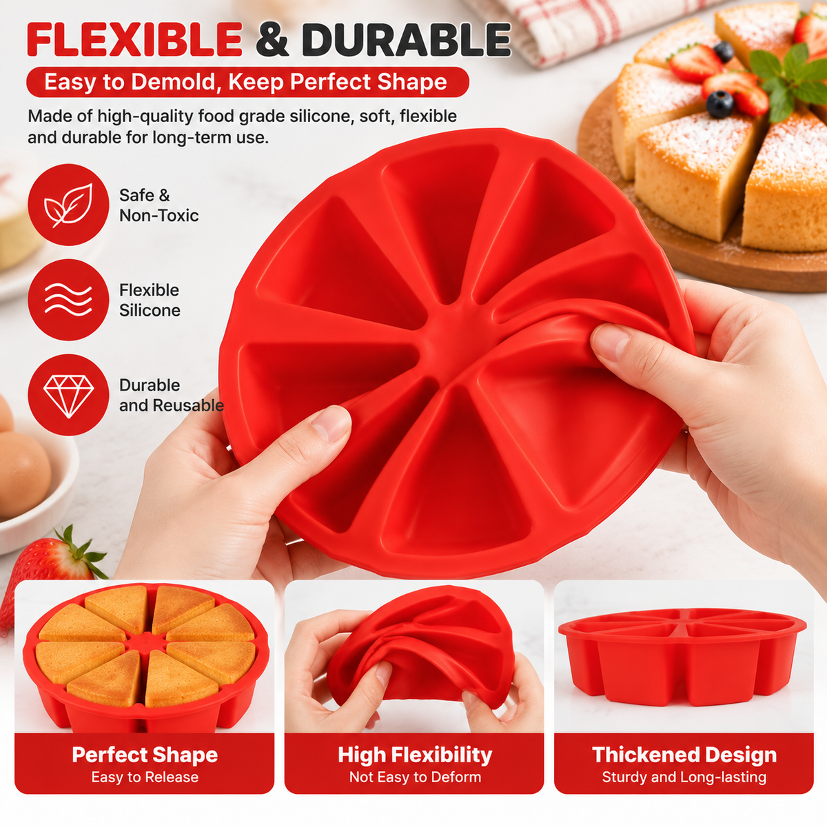 8-Cavity Silicone Cake Mould