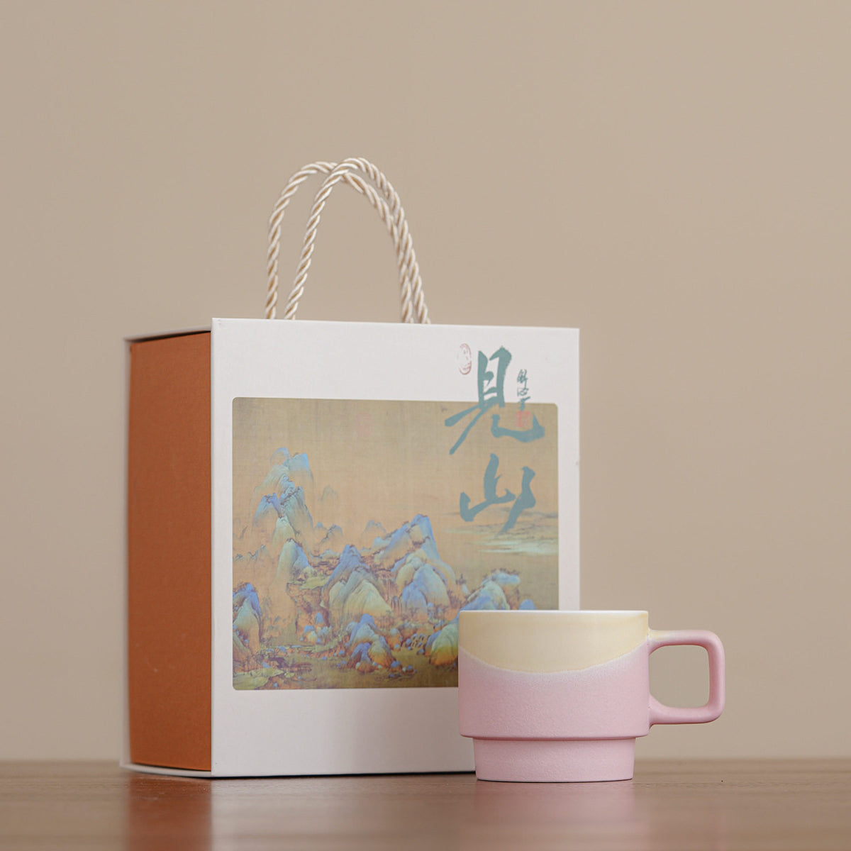 Kiln-Change Ceramic Coffee Cup Gift Set - Pink / Gift Box
