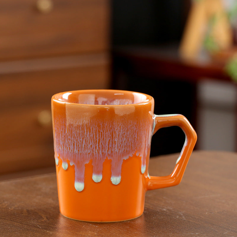 Flowing-Glaze Ceramic Mug, 300ml - Orange / 300ml
