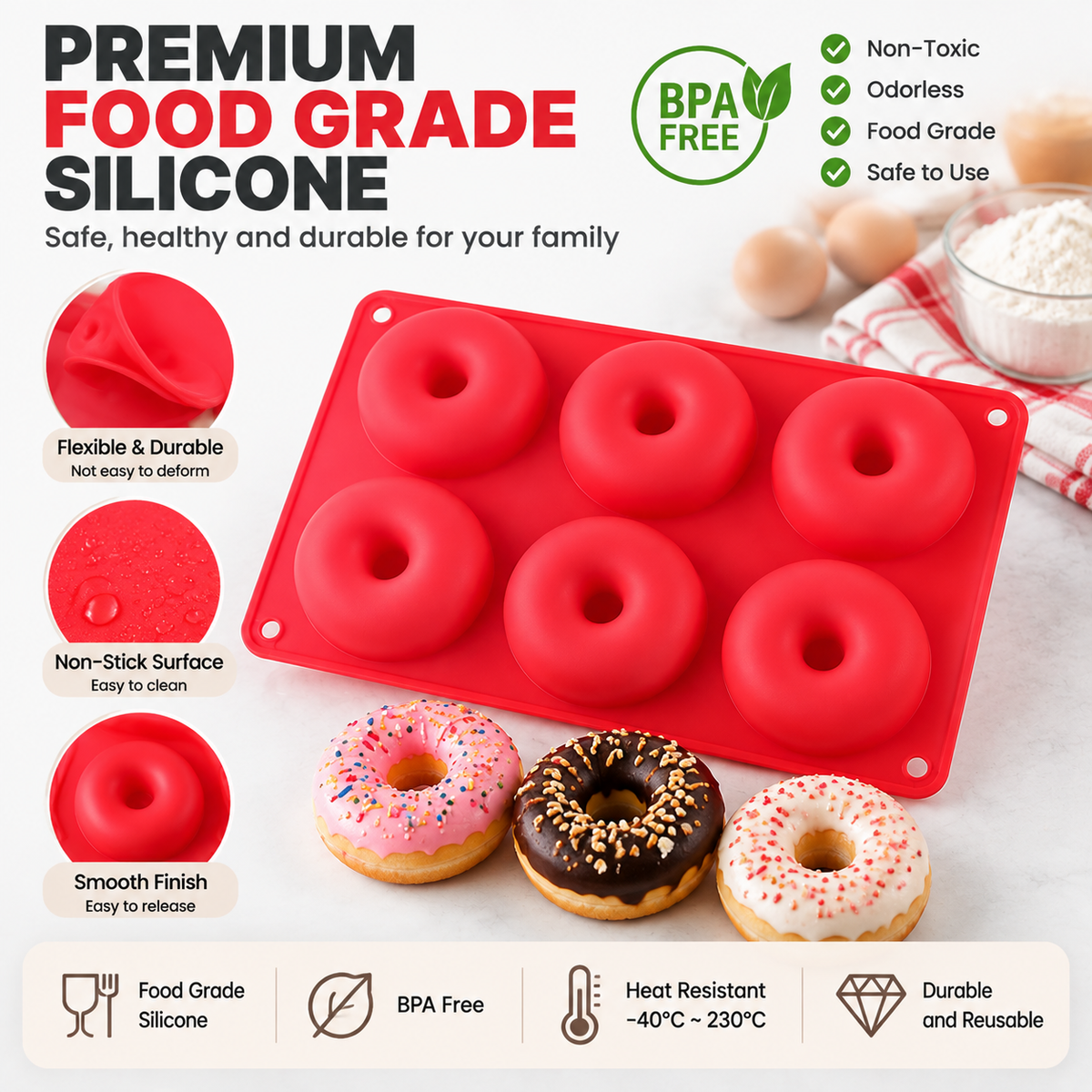 6-Cavity Silicone Donut Mould