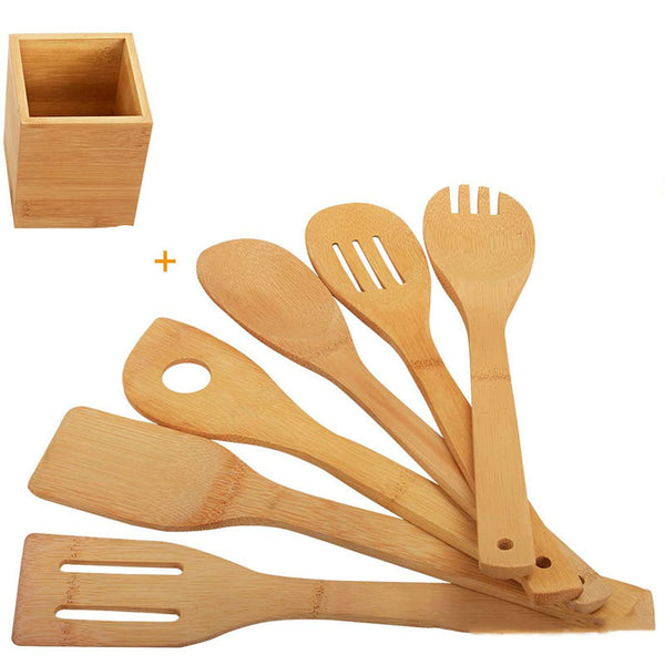 Bamboo Utensil Set with Holder