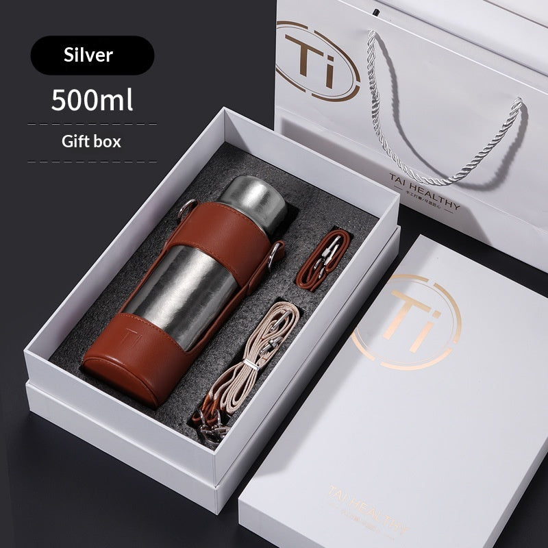 Double-Wall Insulated Tea Tumbler with Infuser - Titanium Gift Box