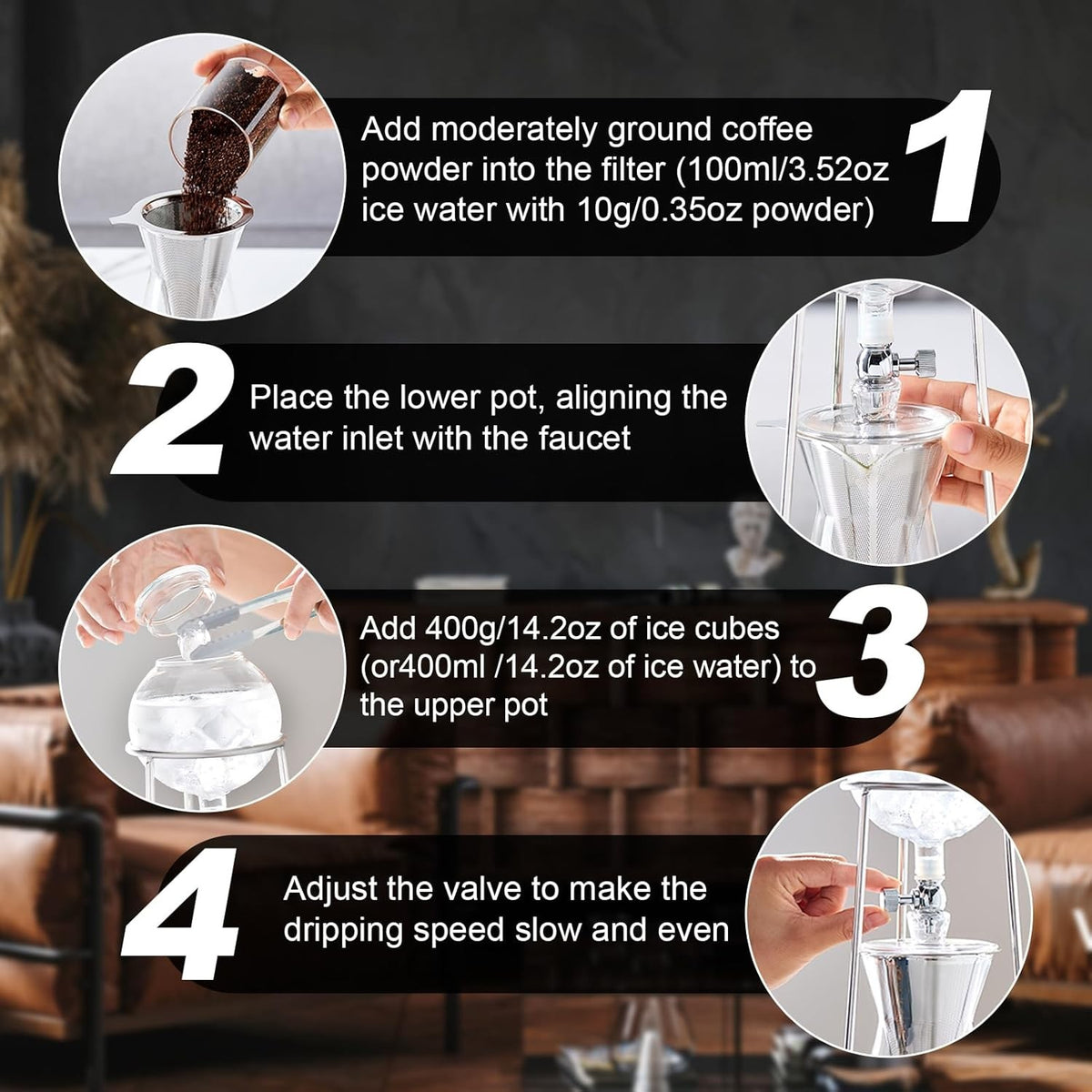 Cold Brew Drip Coffee Pot, 2 to 4 Cups