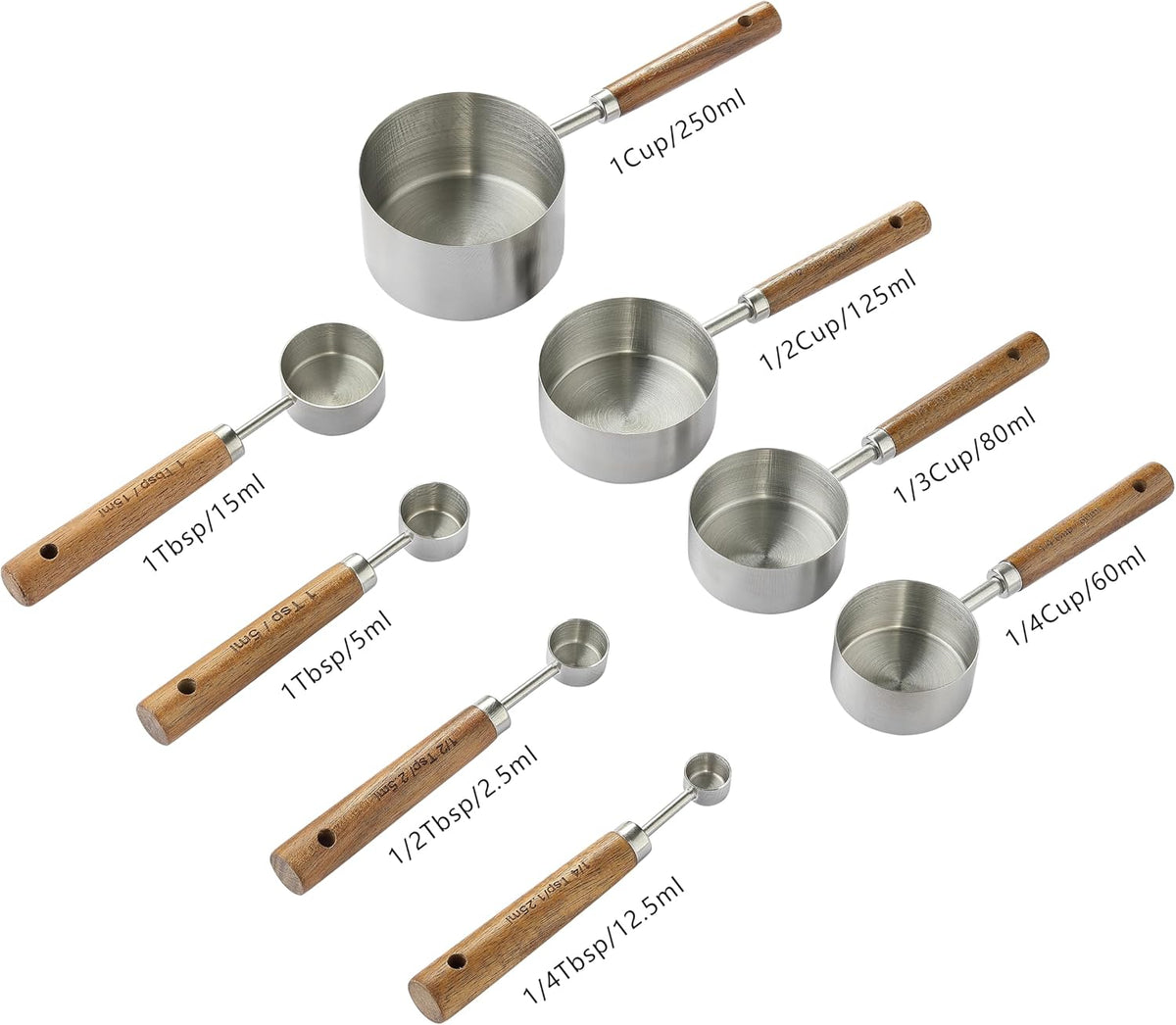 Stainless Steel Measuring Cups and Spoons (8-Pack)