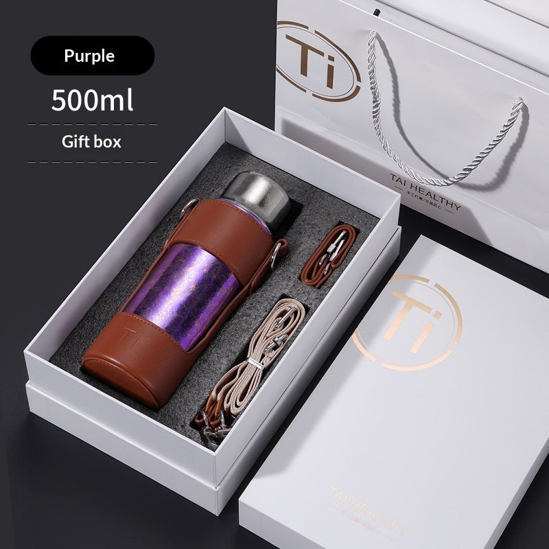 Double-Wall Insulated Tea Tumbler with Infuser - Titanium Purple Gift Box