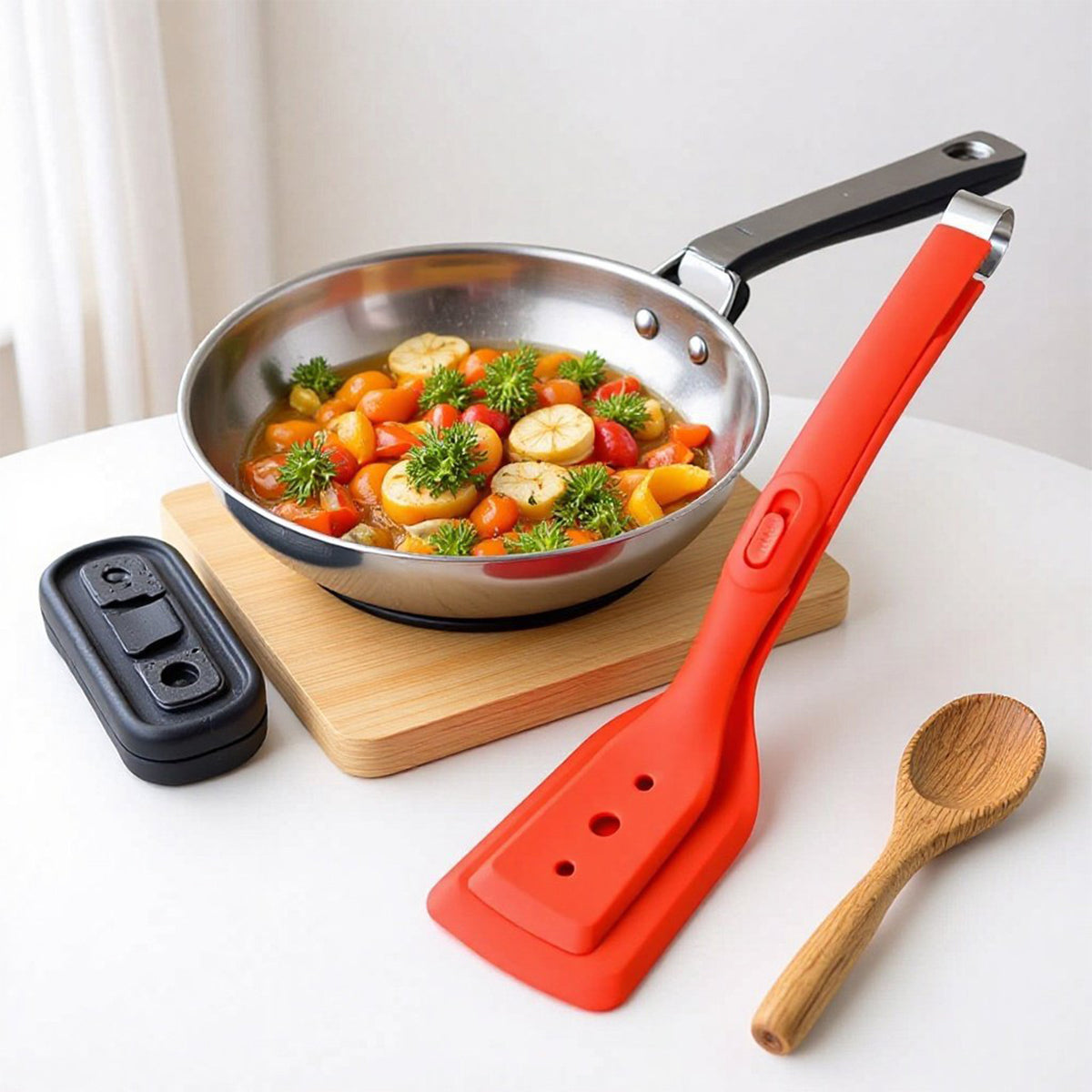 2-in-1 Silicone Spatula Tongs