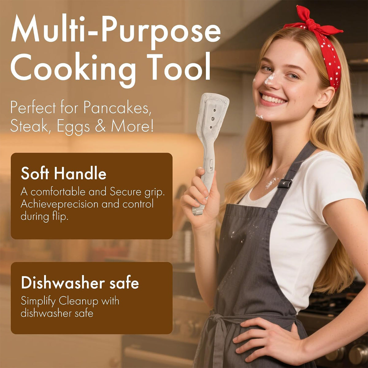 2-in-1 Silicone Spatula Tongs