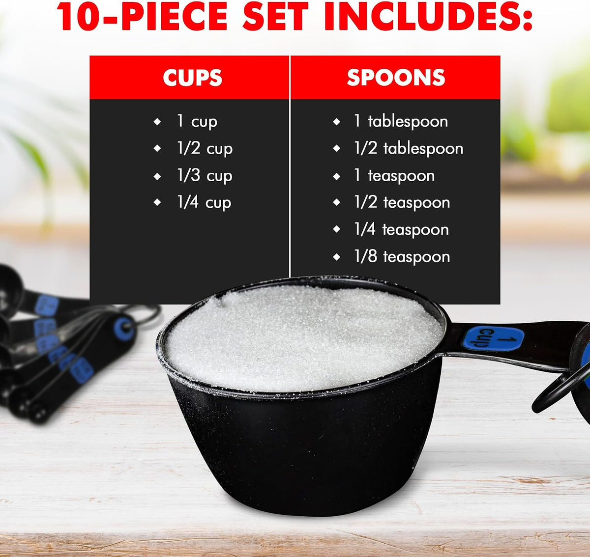 Easy-Read Measuring Cup Set (10-Pack)