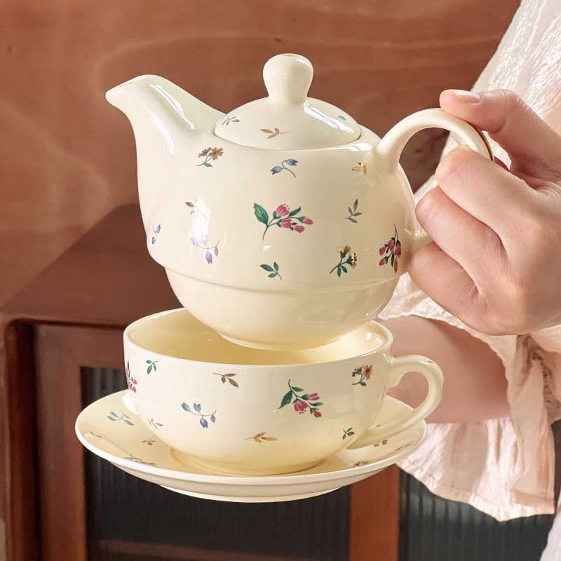 Floral Ceramic Cup and Saucer Set