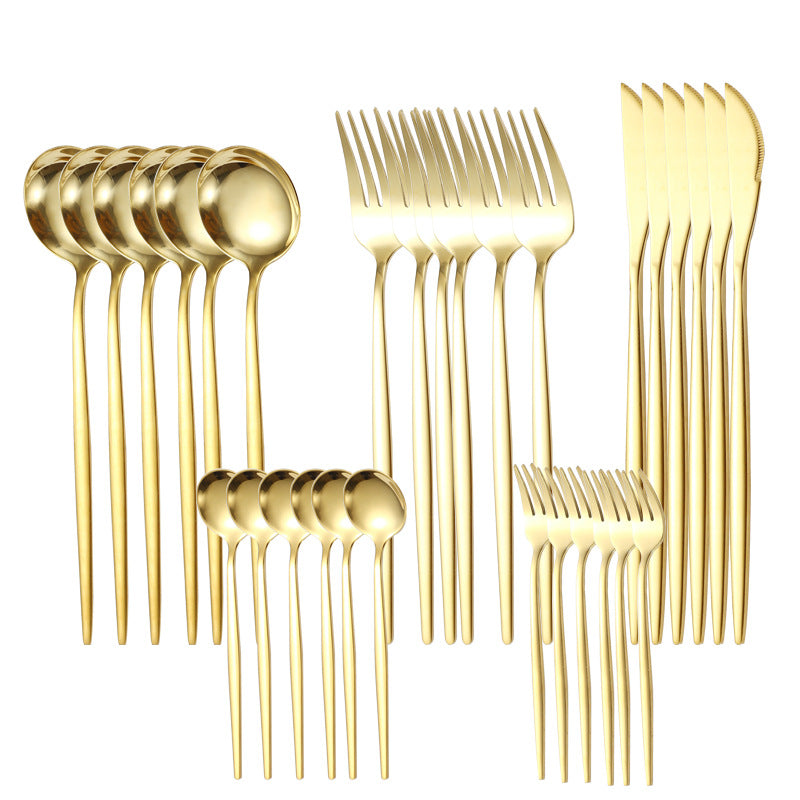 30-Piece Stainless Steel Cutlery Set - Gold