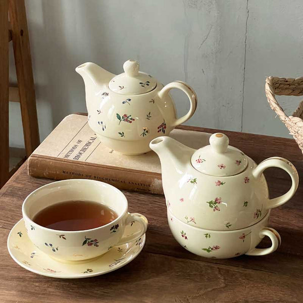 Floral Ceramic Cup and Saucer Set