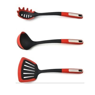 Silicone-Wrapped Nylon Kitchen Utensil - Red / Set