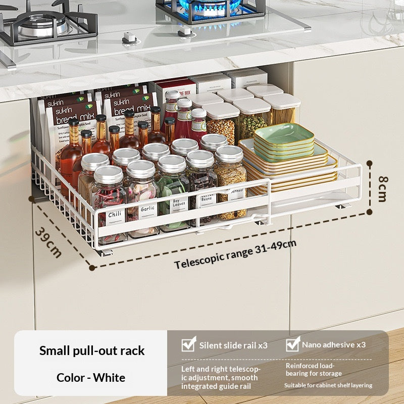 Extendable Pull-Out Drawer Storage Rack - White / Small