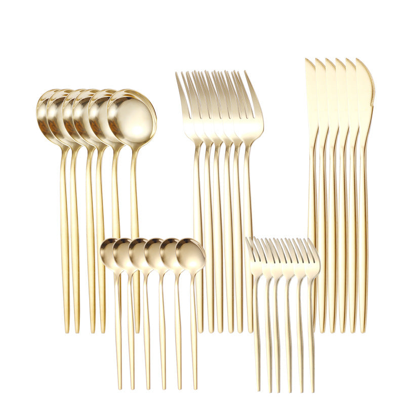 30-Piece Stainless Steel Cutlery Set - Champagne Gold